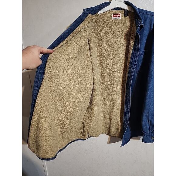 Wrangler Premium Quality Fleece Lined Denim Jacket / Shacket sz 2XL Blue Pockets - Picture 10 of 14